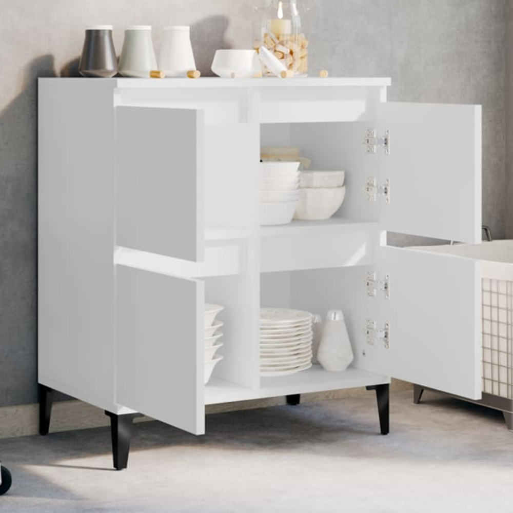 vidaXL 4 Door White Sideboard Image 1