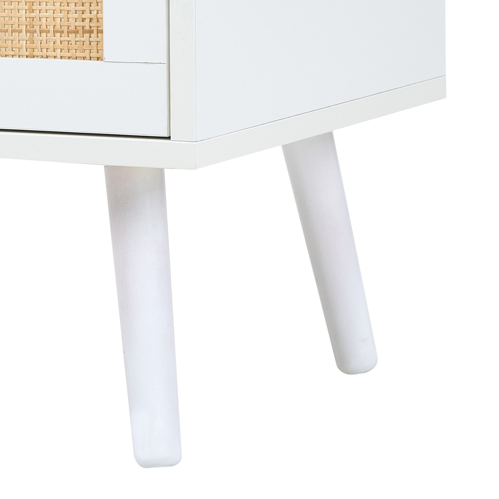 Living and Home 2 Drawer White Rattan Bedside Table Set of 2 Image 3