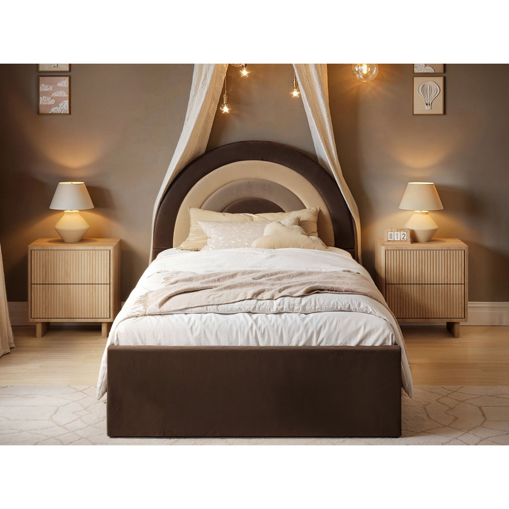 Flair Ava Single Brown Velvet Lift-Up Ottoman Bed Image 6