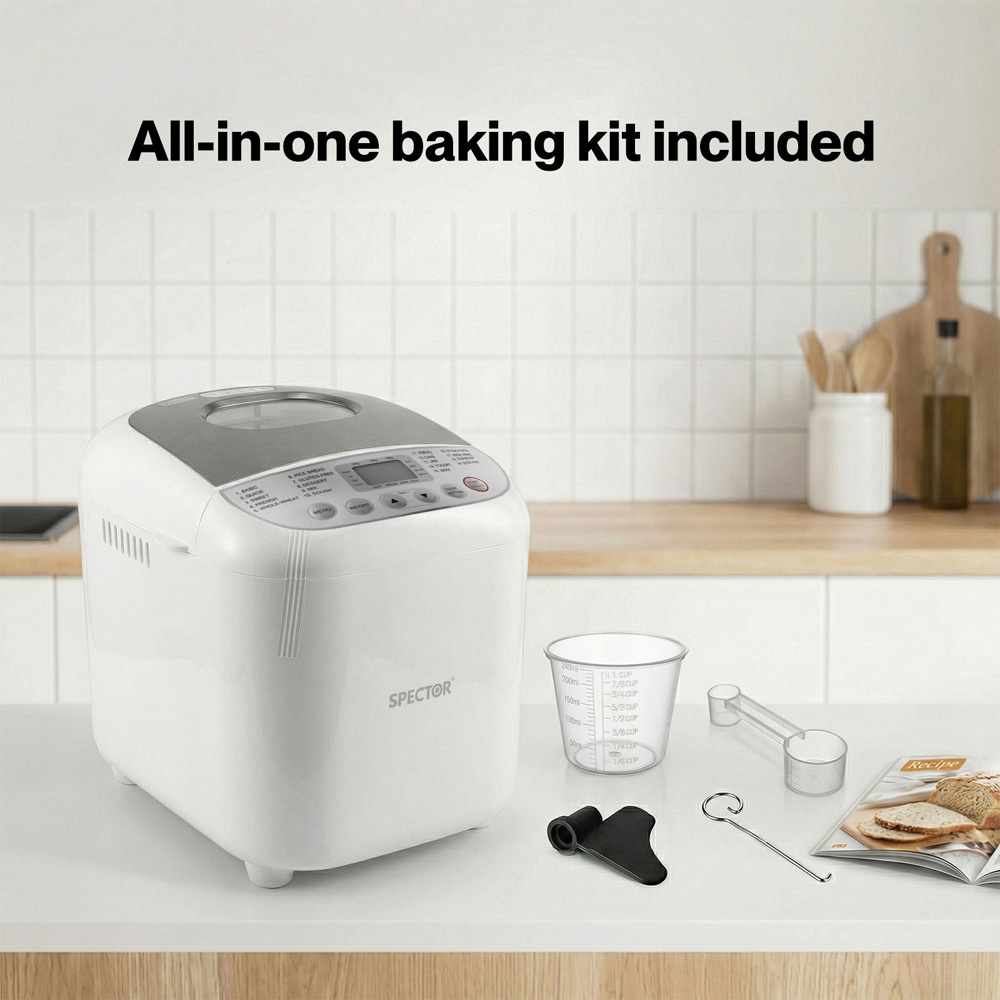Spector BM2004-UK 19-in-1 Non-Stick Stainless Steel Automatic Bread Maker Machine 600W Image 7