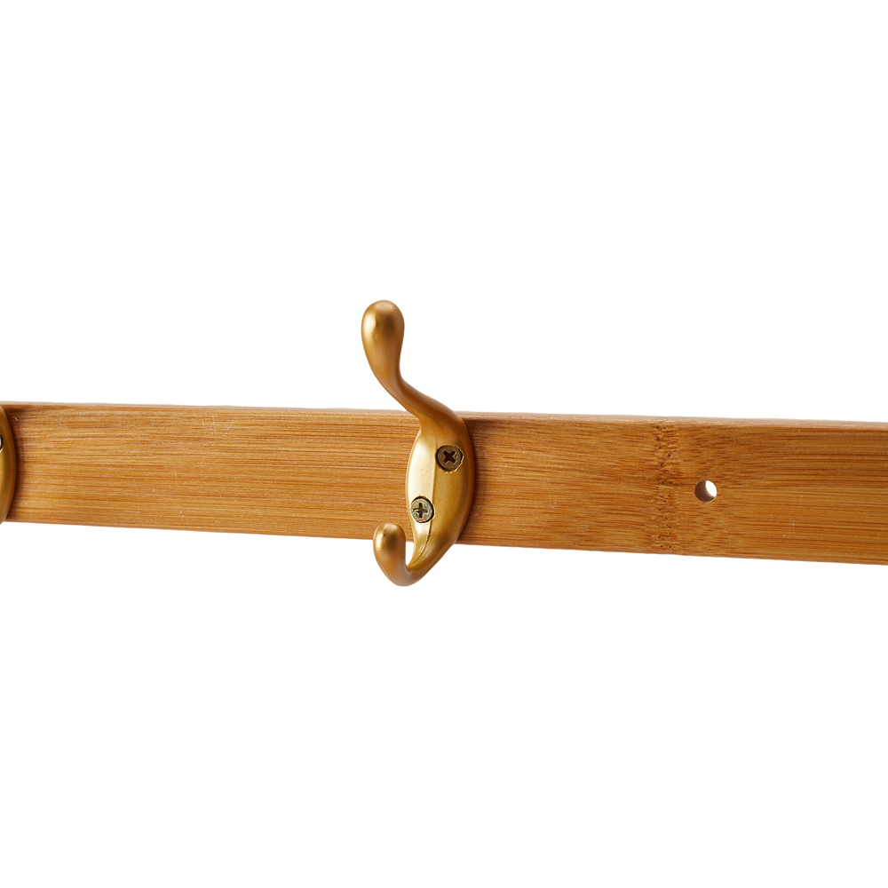 Living and Home 2 Flip Down Drawer Natural Bamboo Shoe Cabinet with 8 Hooks Image 3