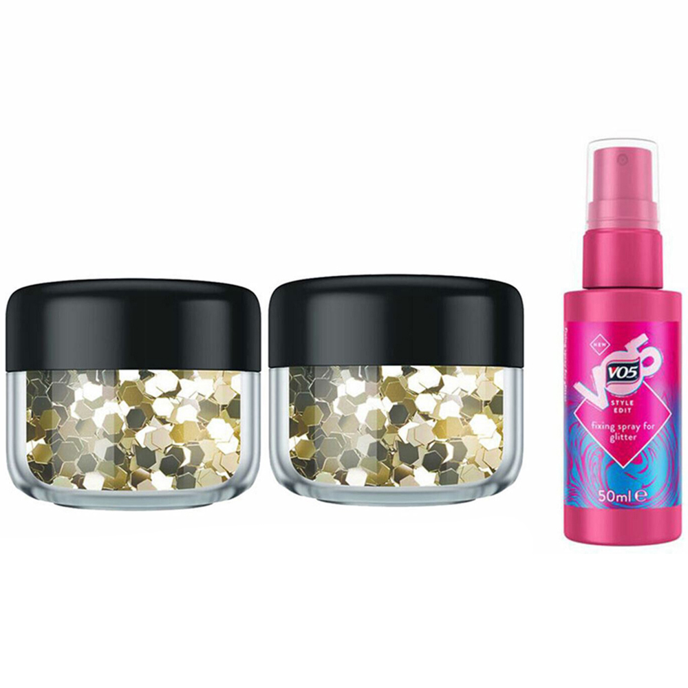 VO5 Gold Powder Hair Glitter with Fixing Spray 2 Pack Image 1