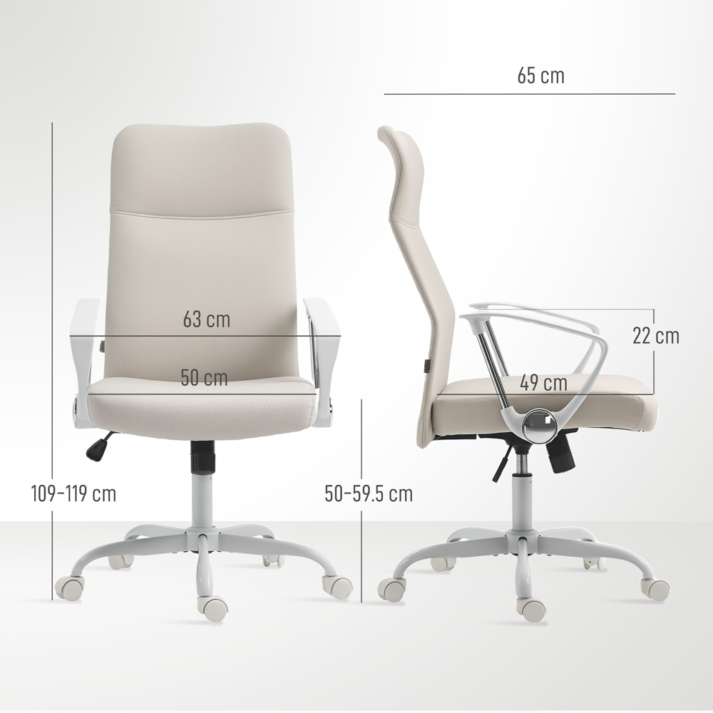 HOMCOM Cream White Curved High Back Computer Chair Image 9