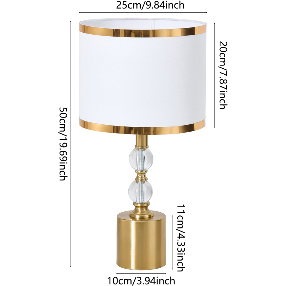 Living and Home Gold and White Cylindrical Fabric Table Lamp Image 8