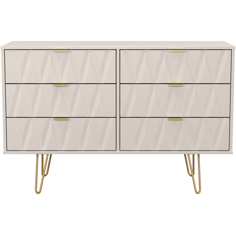 Crowndale Diamond 6 Drawer Kashmir Matt Wide Chest of Drawers Ready Assembled Image 3
