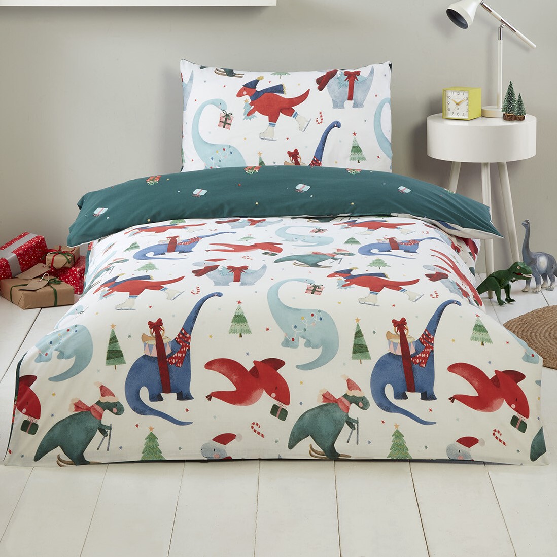 Santasauras Duvet Cover and Pillowcase Set Image 1