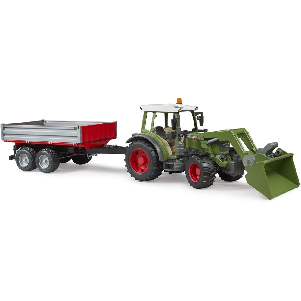 Bruder Kids Fendt Vario 211 Tractor Playset Model with Frontloader and Tipping Trailer Image 2
