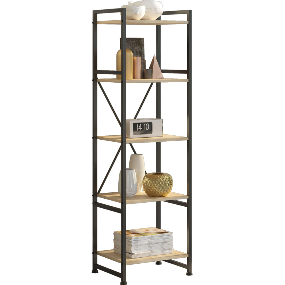 tectake Manchester 5 Shelf Oak Sonoma Bookcase Image 2