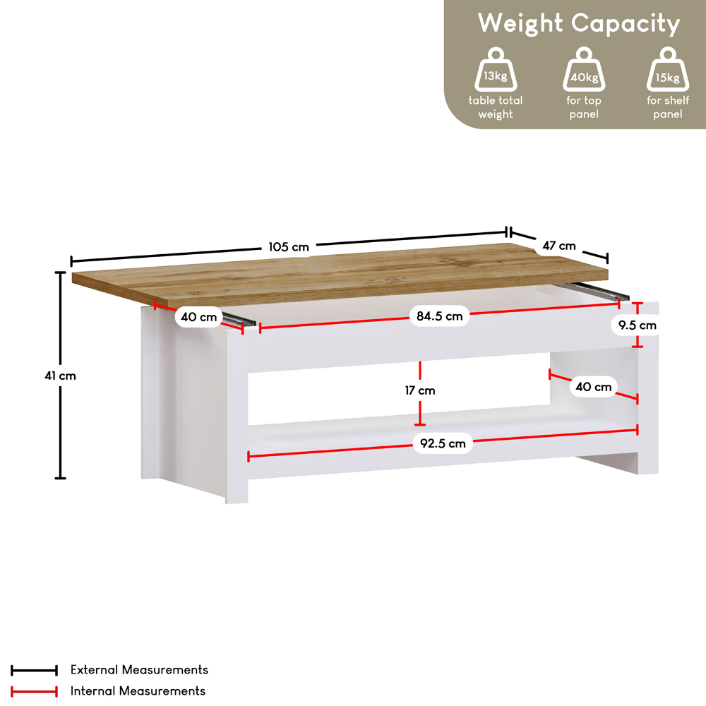 VIDA DESIGNS Arlington Sliding Top White Coffee Table Image 8