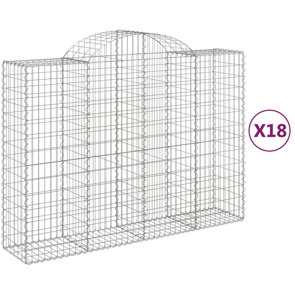 vidaXL Silver Galvanised Iron Arched Gabion Basket 200 x 50 x 140/160cm 18 Pack Image 2