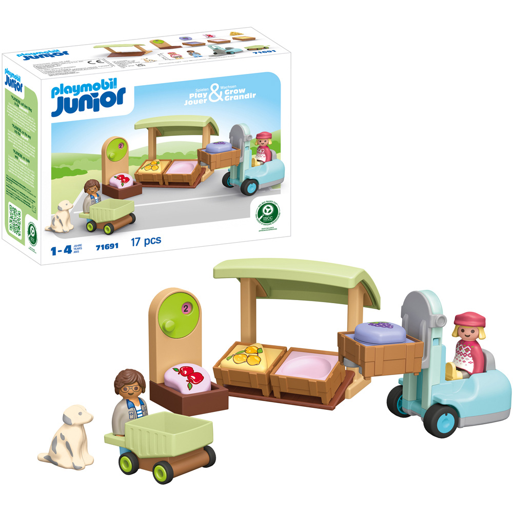 Playmobil Junior Organic Market Stall and Forklift Playset Image 4