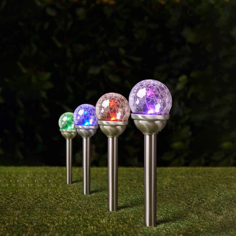 Wilko 4 Pack Colour Changing LED Crackle Ball Garden Lights Image 4