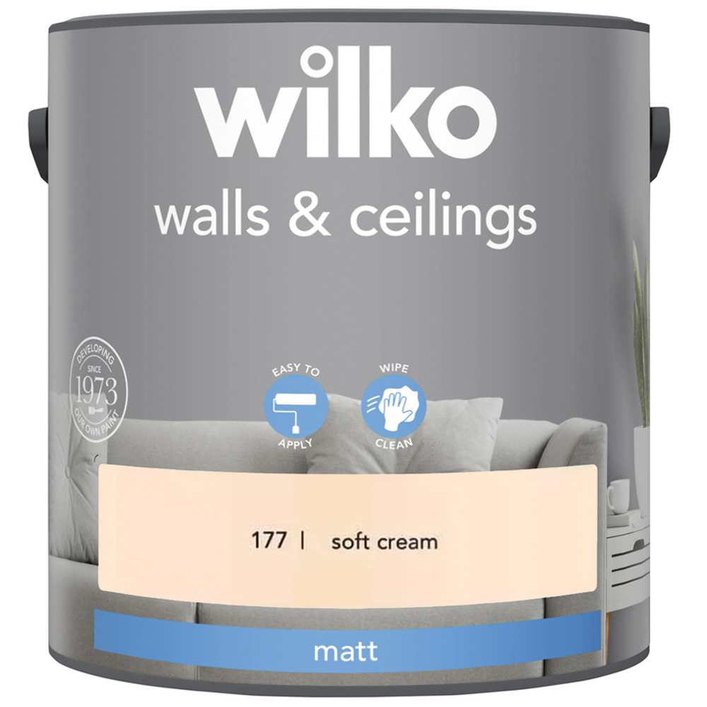 Wilko Walls & Ceilings Soft Cream Matt Emulsion Paint 2.5L Image 2