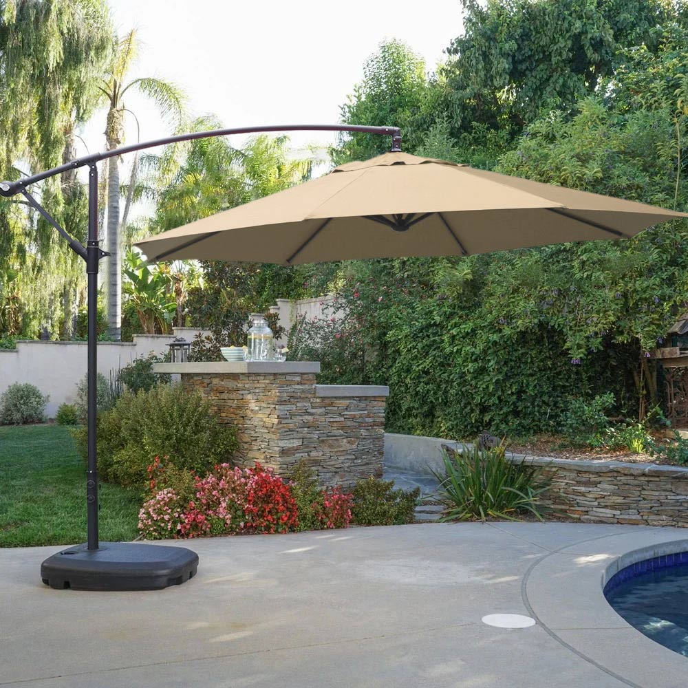 Living and Home Taupe Garden Cantilever Parasol with Rectangular Base 3m Image 7