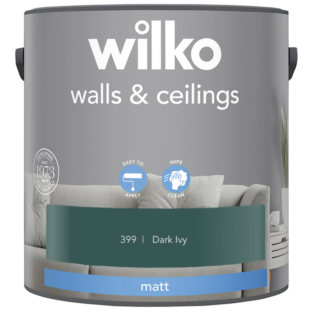 Wilko Walls & Ceilings Matt Paint Dark Ivy 2.5L Image 2
