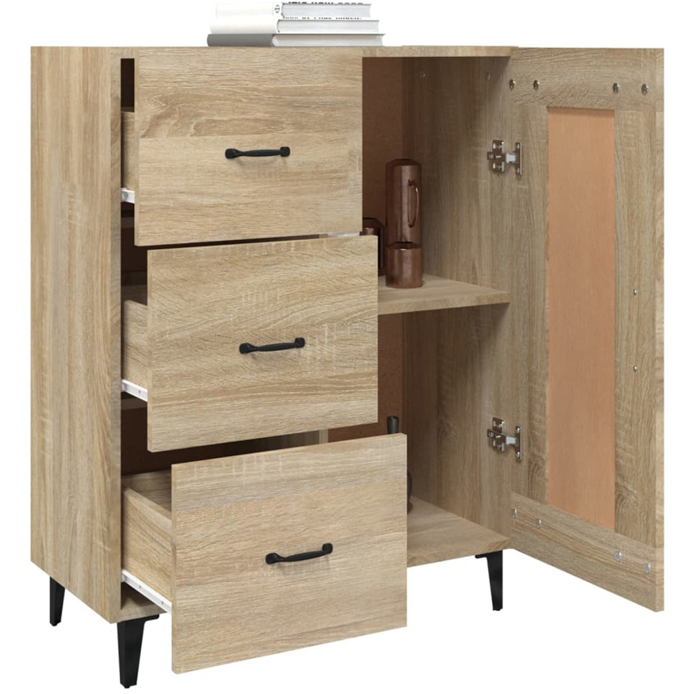 vidaXL Single Door 3 Drawer Sonoma Oak Sideboard Image 5