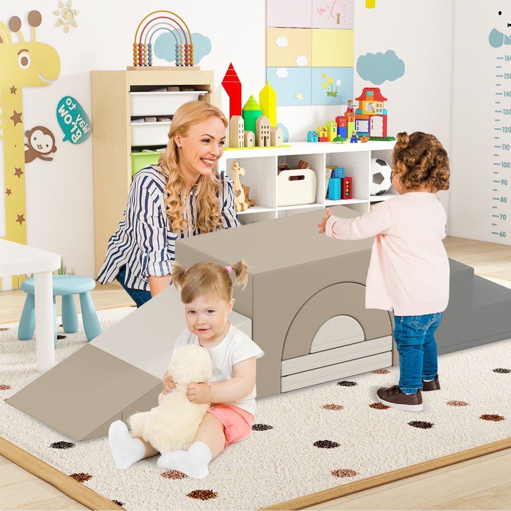 Costway Grey Foam Climbing Indoor Block Set 7 Piece Image 5