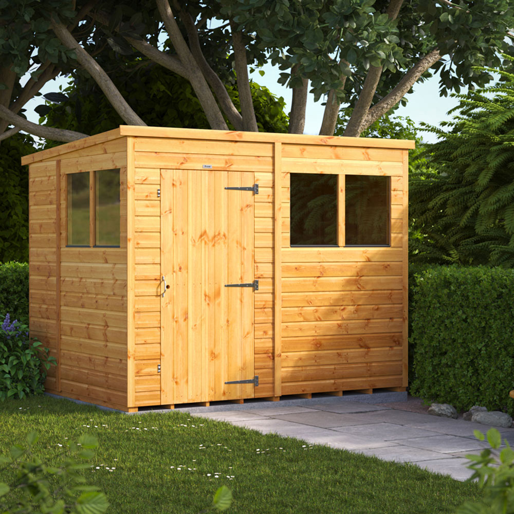 Power Sheds 8 x 6ft Pent Wooden Shed Image 2