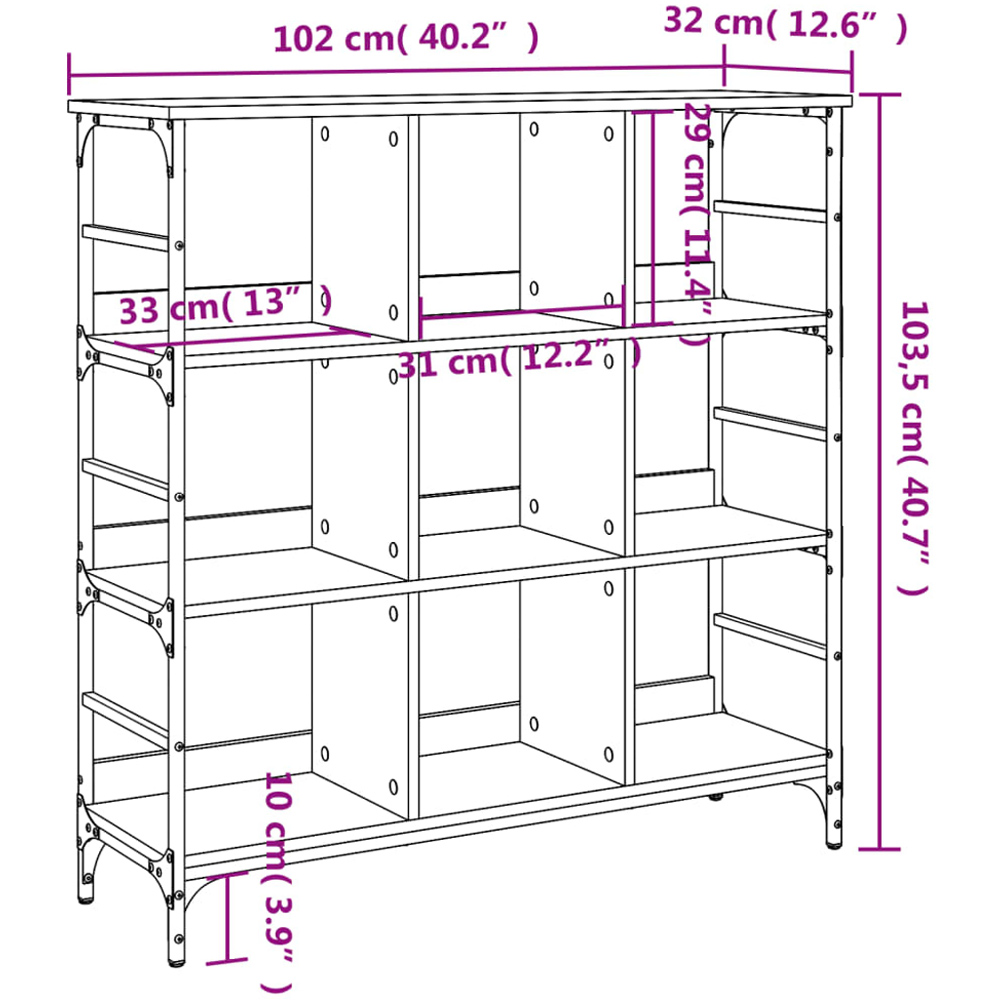vidaXL 9 Shelf Grey Sonoma Sideboard Image 9
