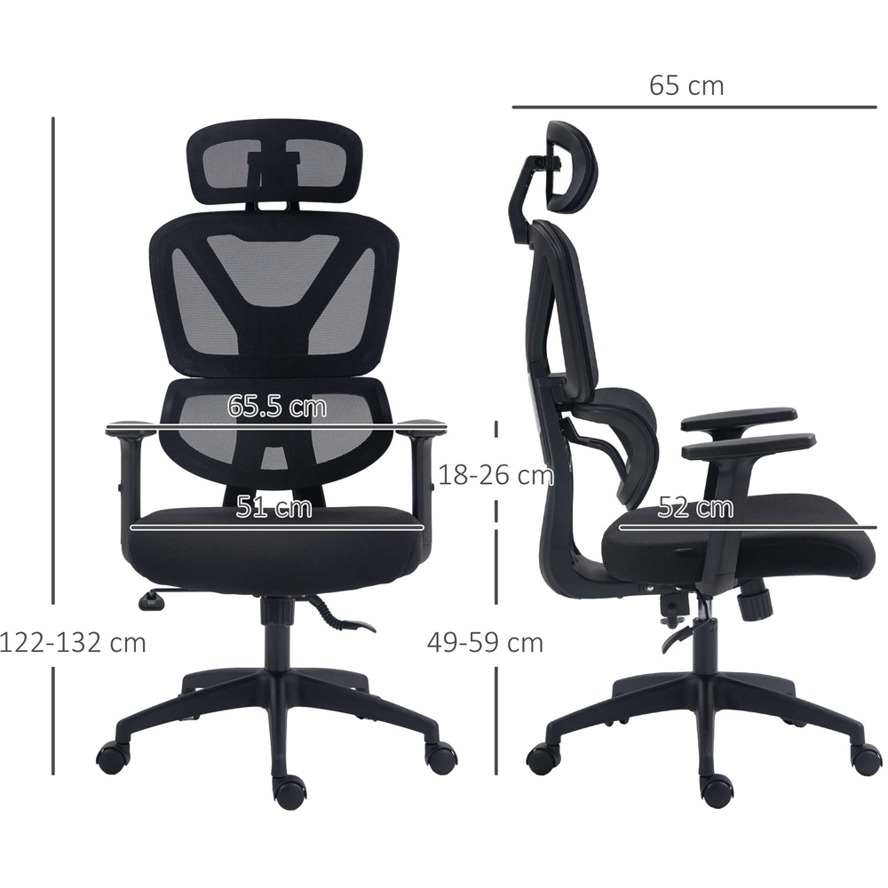 Portland Black Mesh Office Chair with Adjustable Headrest Image 7