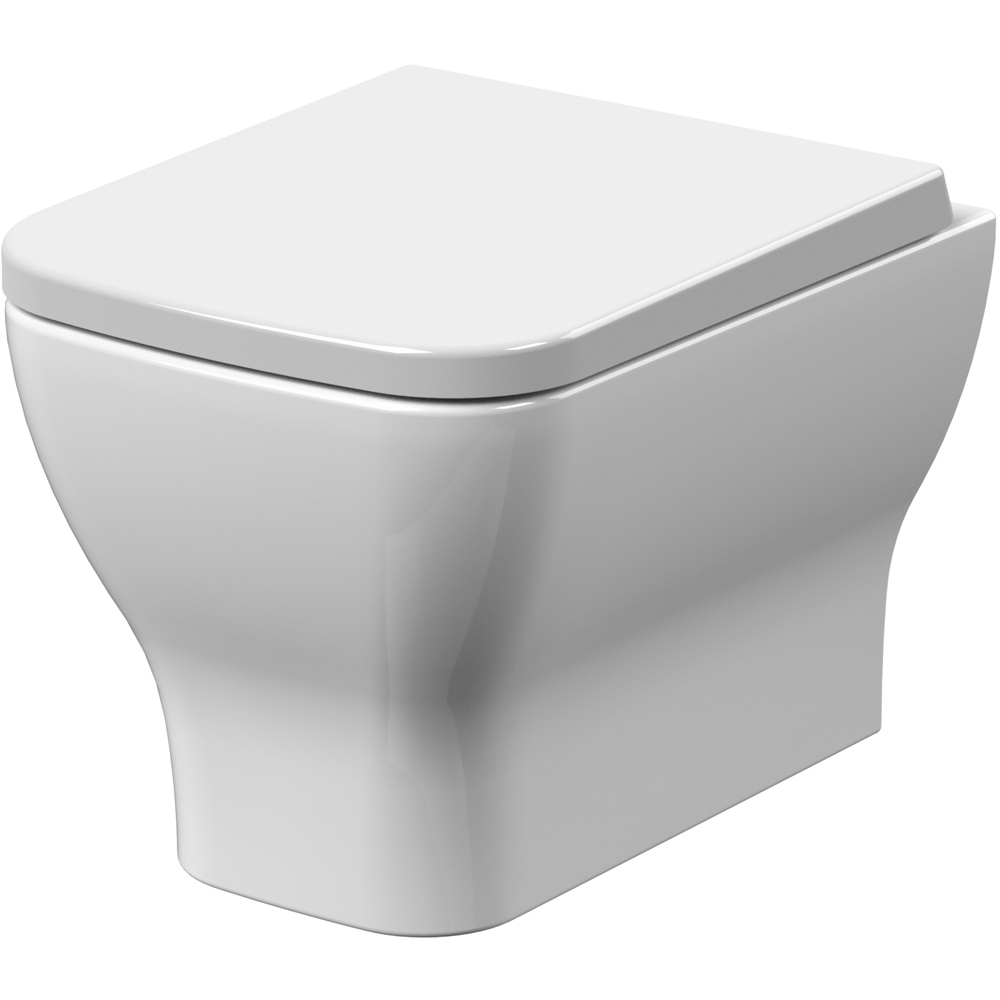 nuie Ava White Wall Hung Pan with Soft Close Seat 363mm Image 1