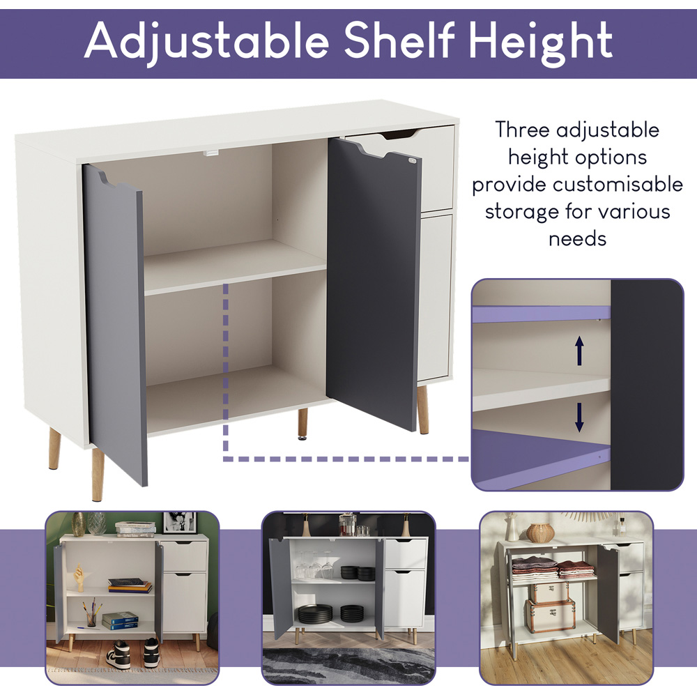 Vida Designs 3 Door Single Drawer Grey and White Sideboard Image 5