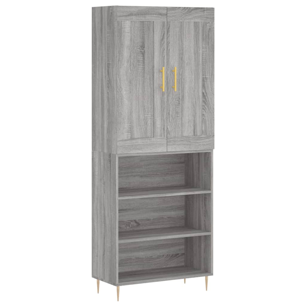 vidaXL 2 Door 3 Open Shelf Grey Sonoma Highboard Image 2