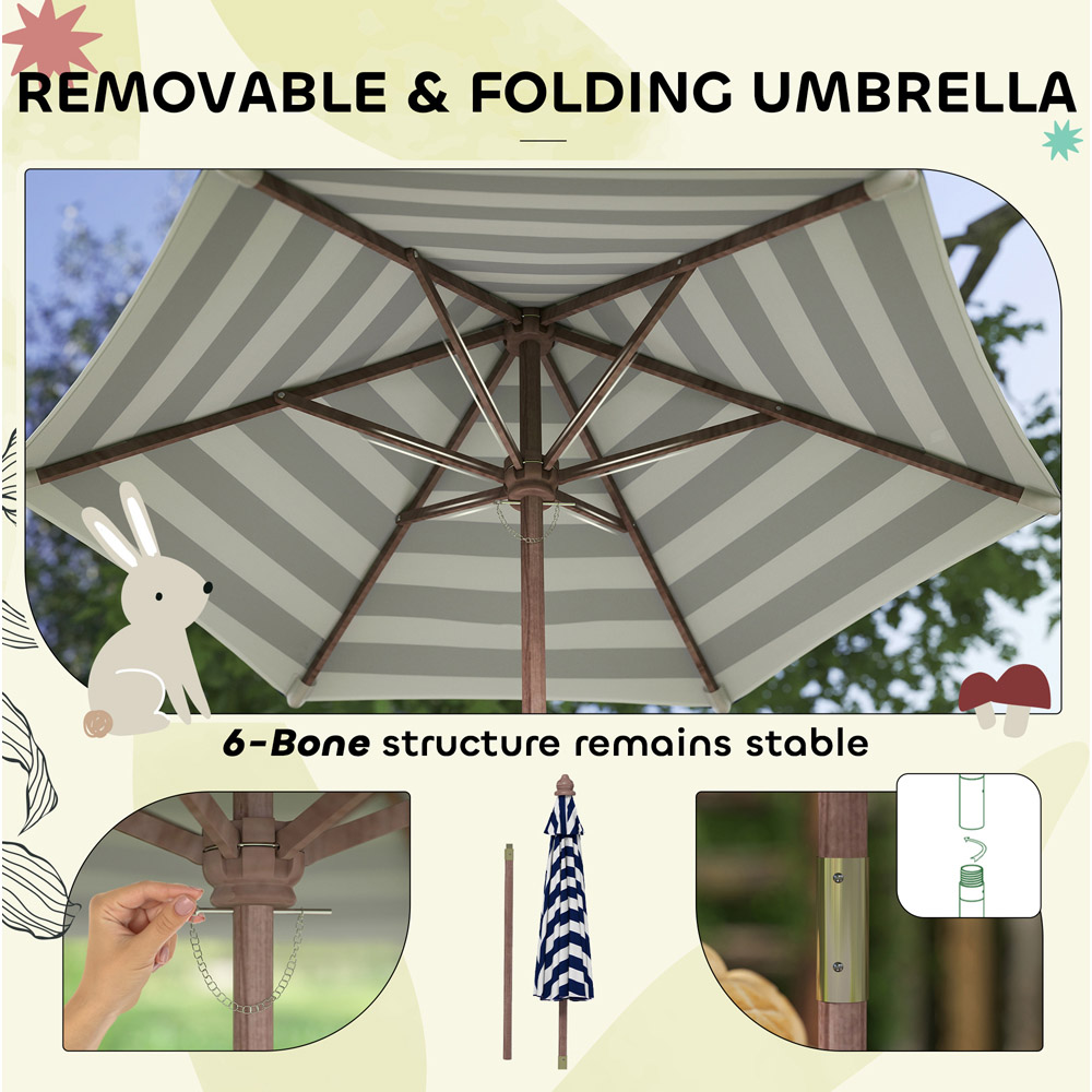 AIYAPLAY 4 Seater Blue Kids Garden Picnic Table and Bench Set with Umbrella Image 5