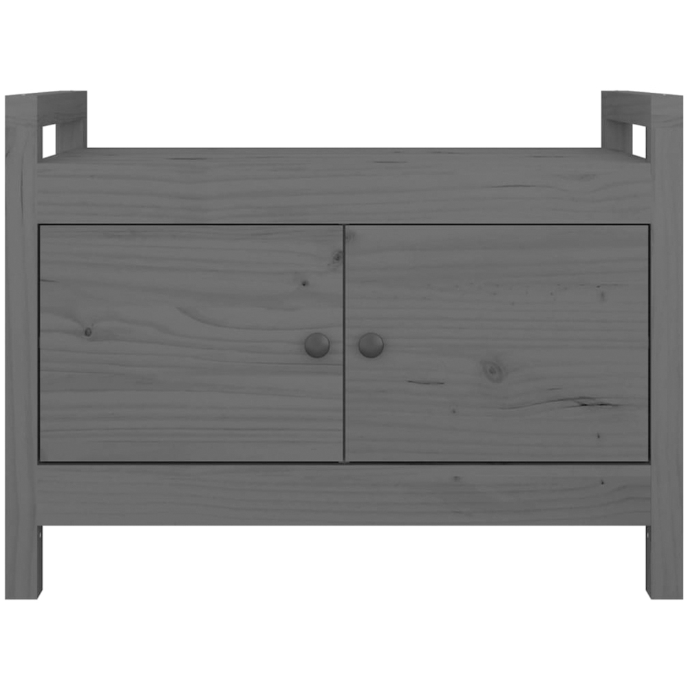 vidaXL 2 Door Grey Solid Wood Pine Hall Bench Image 3