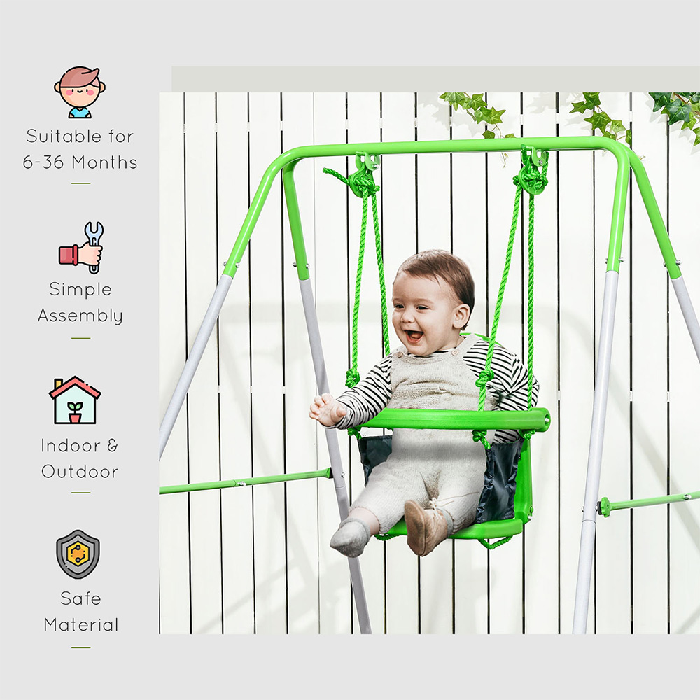 Outsunny Nursery Swing with Safety Seat Belt Image 4