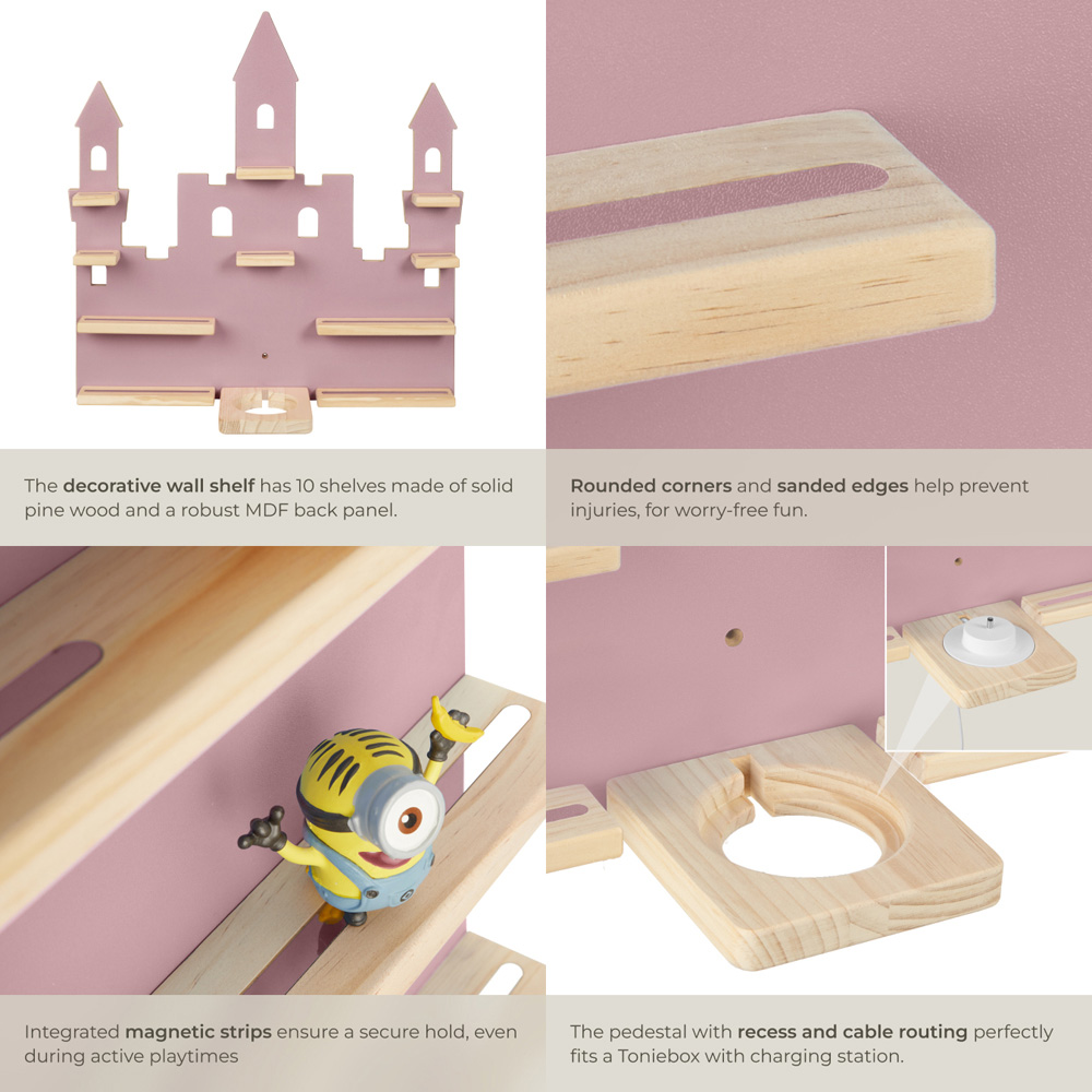tectake 10 Shelf Pink Princess Palace Magnetic Floating Shelf Image 5