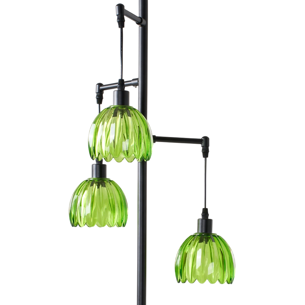 Living and Home Green Crystal Shade Black Metal E14 Floor Lamp Image 4