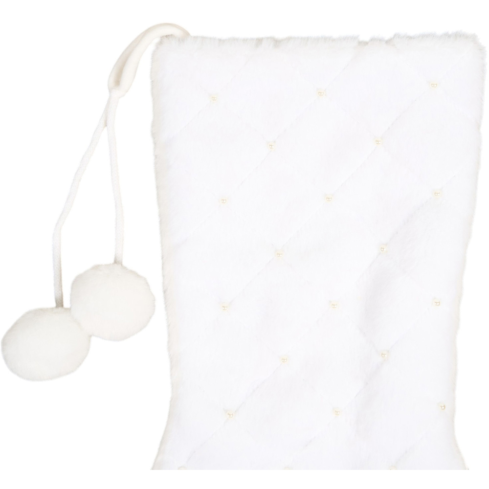 Faux Fur Beaded Stocking White Image 4