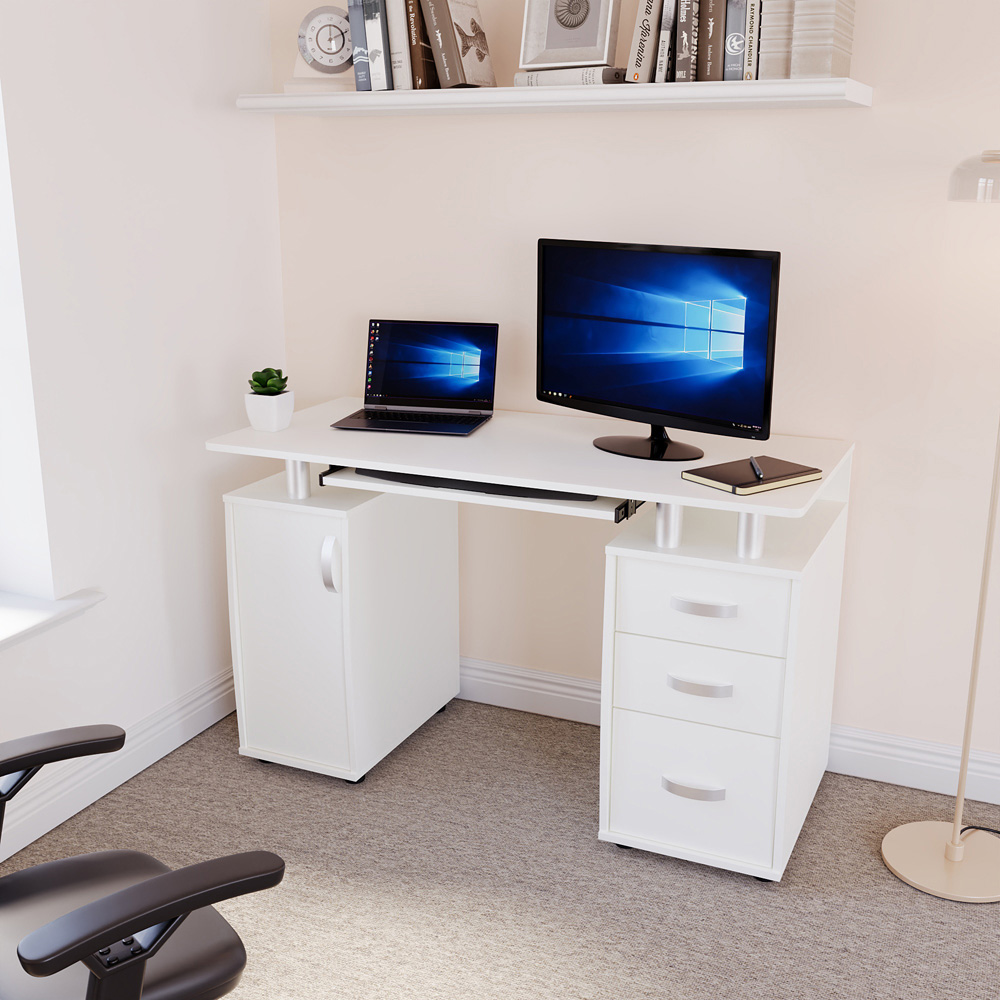 Vida Designs Otley 3 Drawer Computer Desk White Image 6