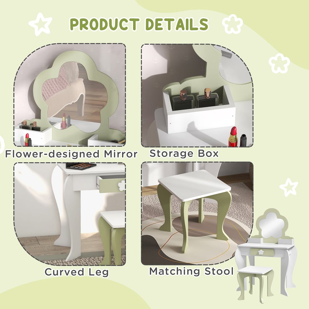 Tommy Toys White Flower Kids Vanity Table Set Image 6