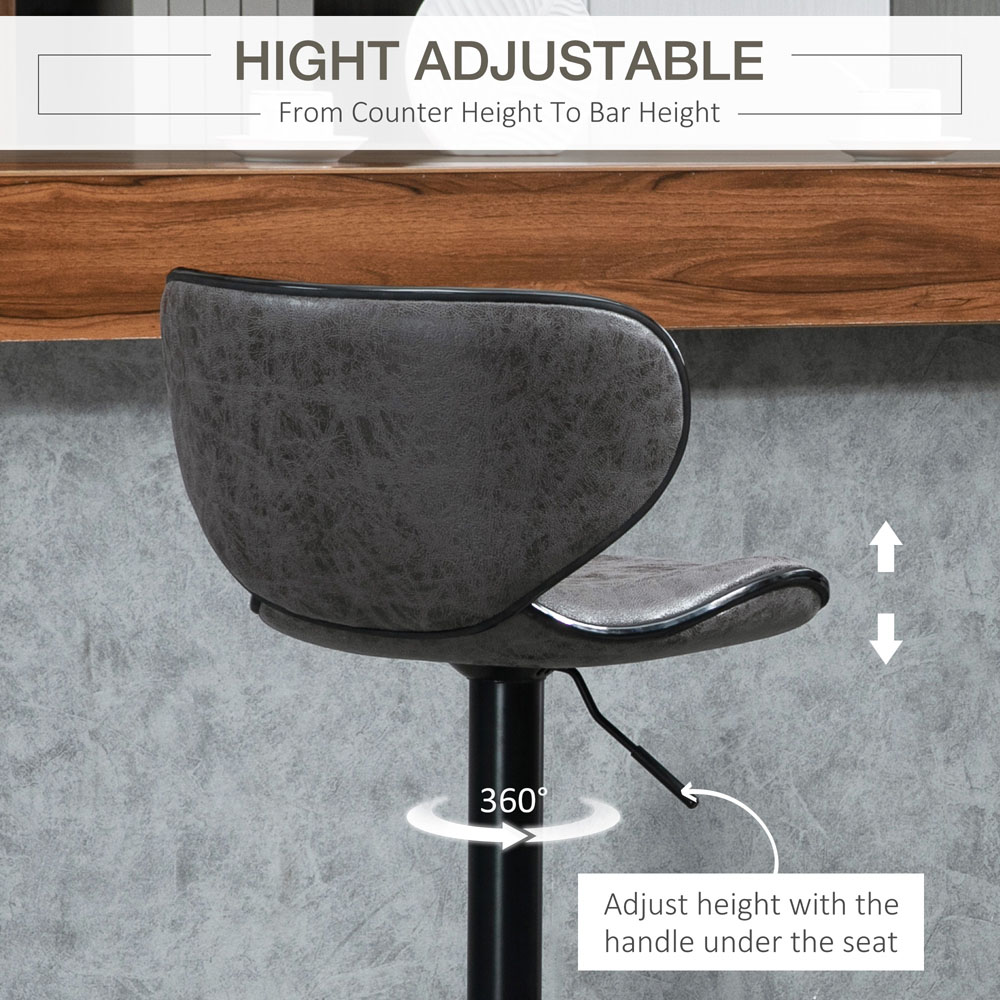 Portland Black Microfibre Cloth Bar Stool Set of 2 Image 5