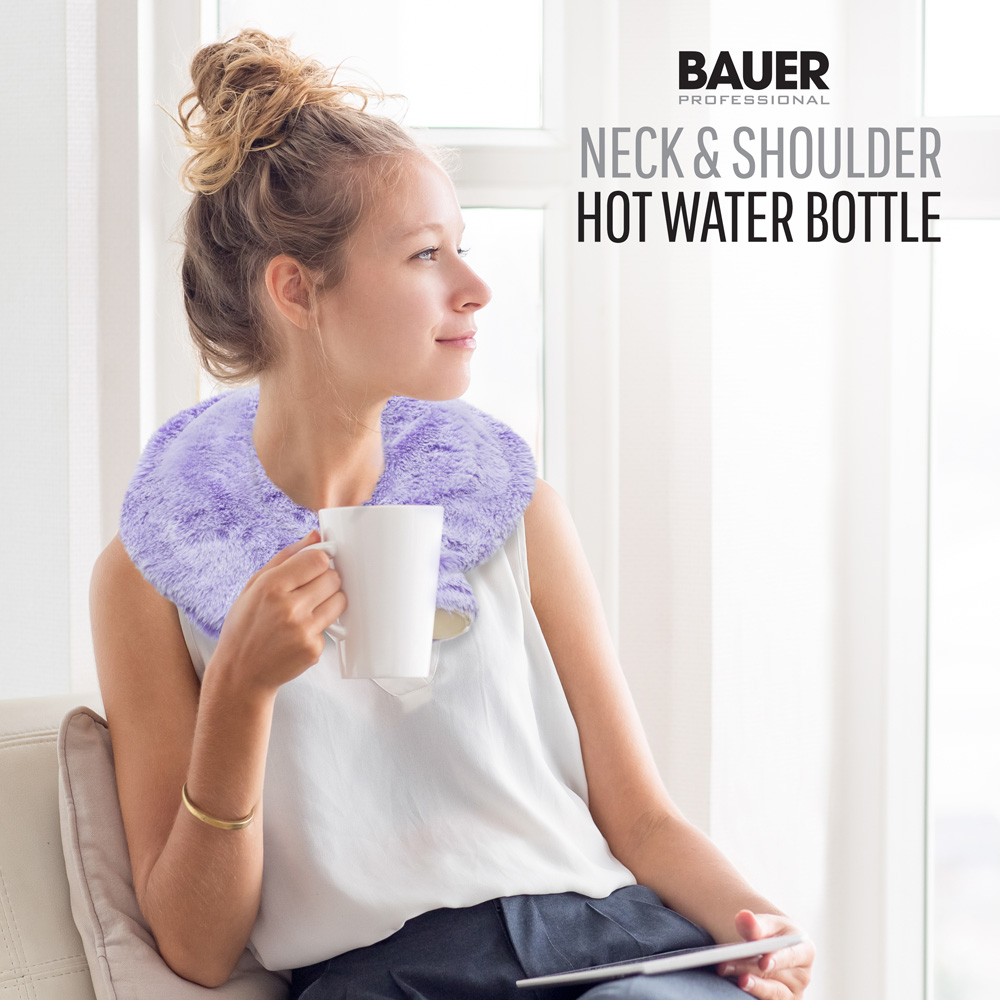 Bauer Professional Purple Soft Faux Fur Fleece Neck and Shoulder Hot Water Bottle Image 5