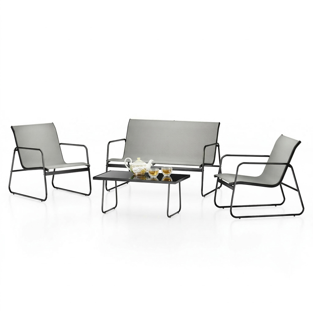 Rattrix 4 Seater Grey Rattan Garden Conversation Set Image 3
