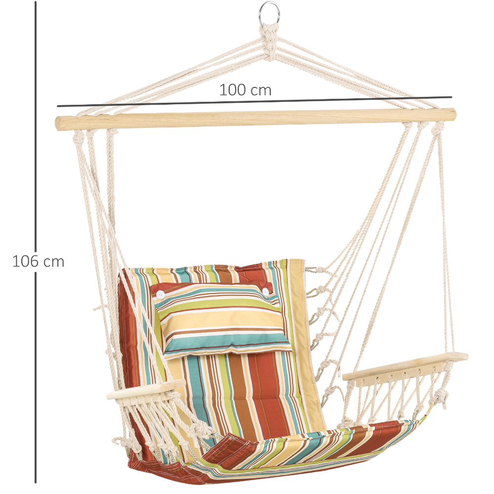 Outsunny Red Stripe Hanging Hammock Swing Chair Image 6