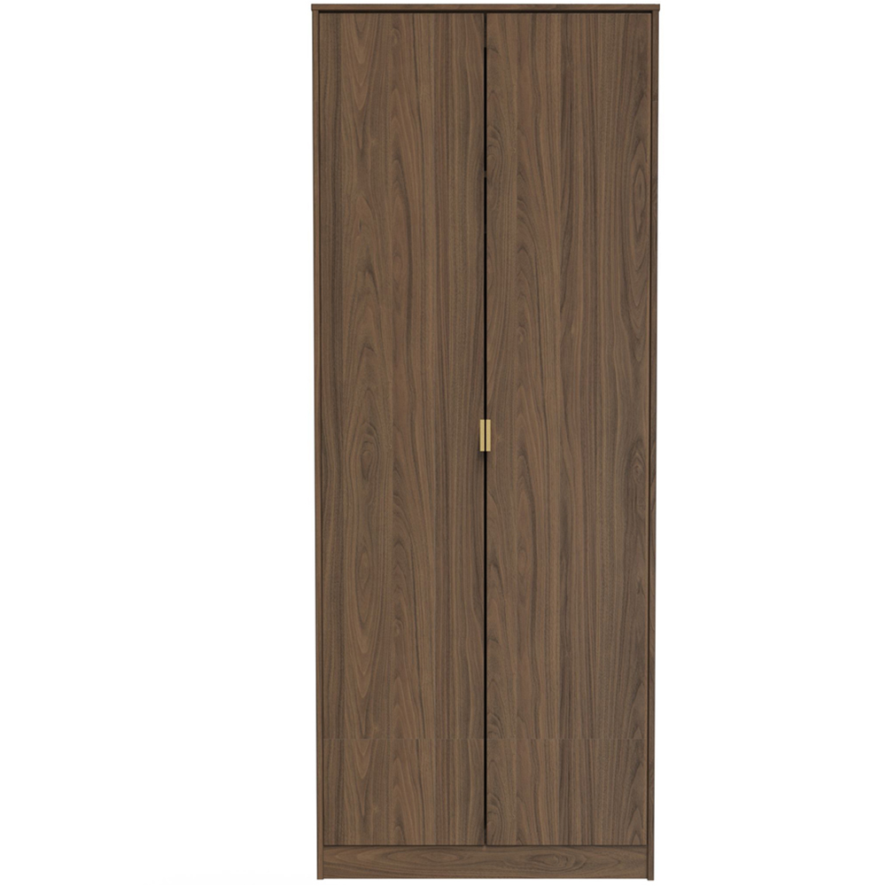 Crowndale Hong Kong 2 Door Carini Walnut Tall Wardrobe Ready Assembled Image 3