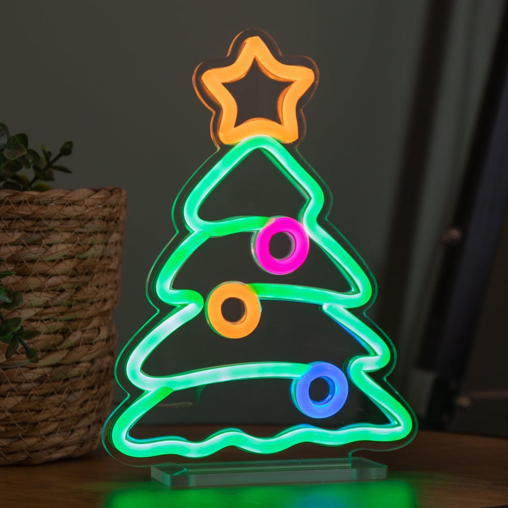 Premier Multicolour LED Christmas Tree Table Top Neon Sign 25 x 17cm Image 4