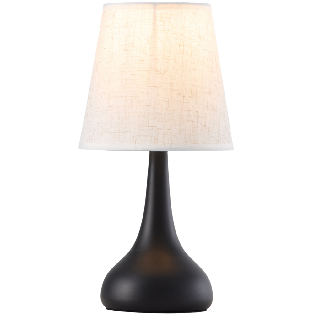 Living and Home Small Black and Ivory Linen Shade Iron Base E27 Table Lamp Image 2