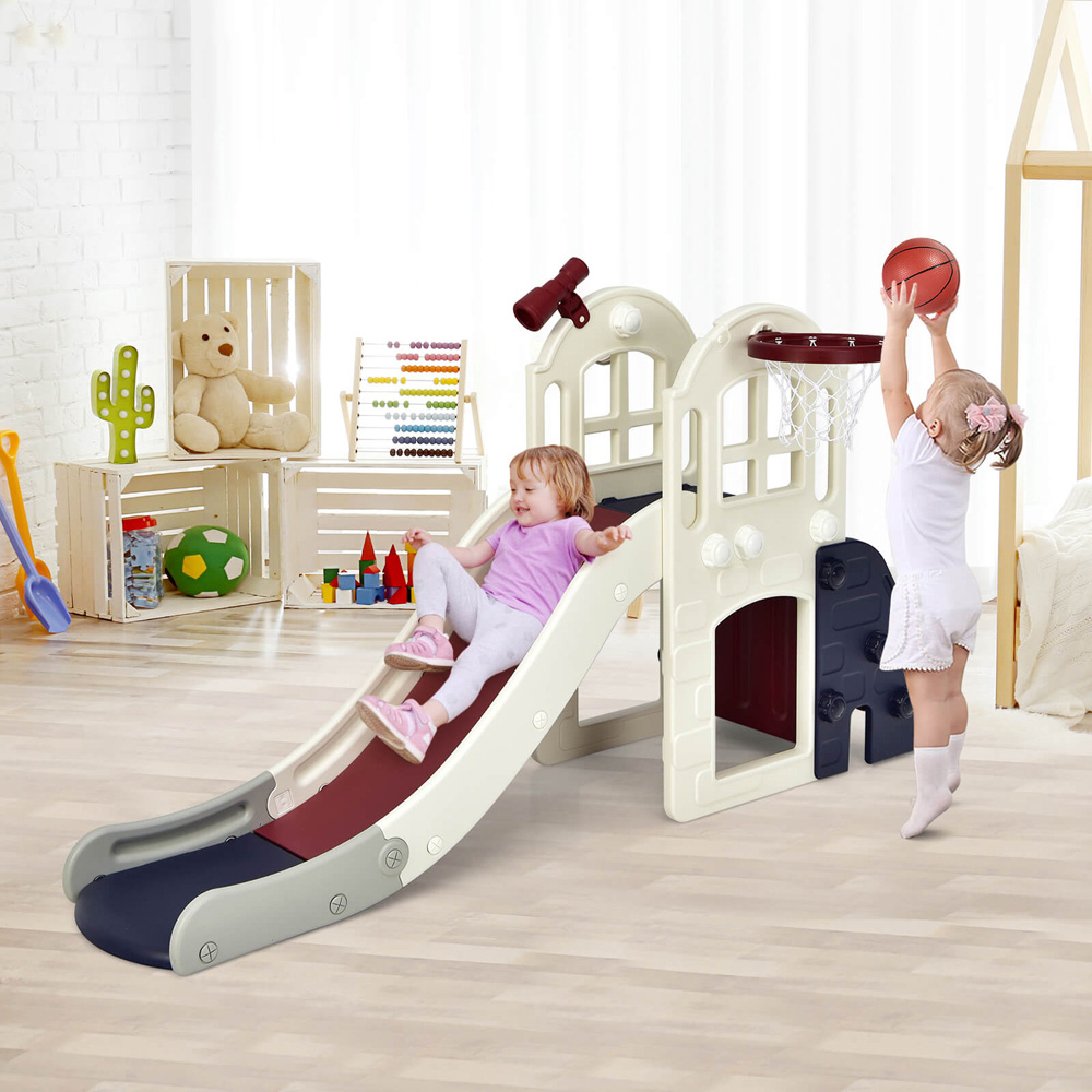 Costway 6-in-1 Toddler Blue Climber Slide Playset Image 2