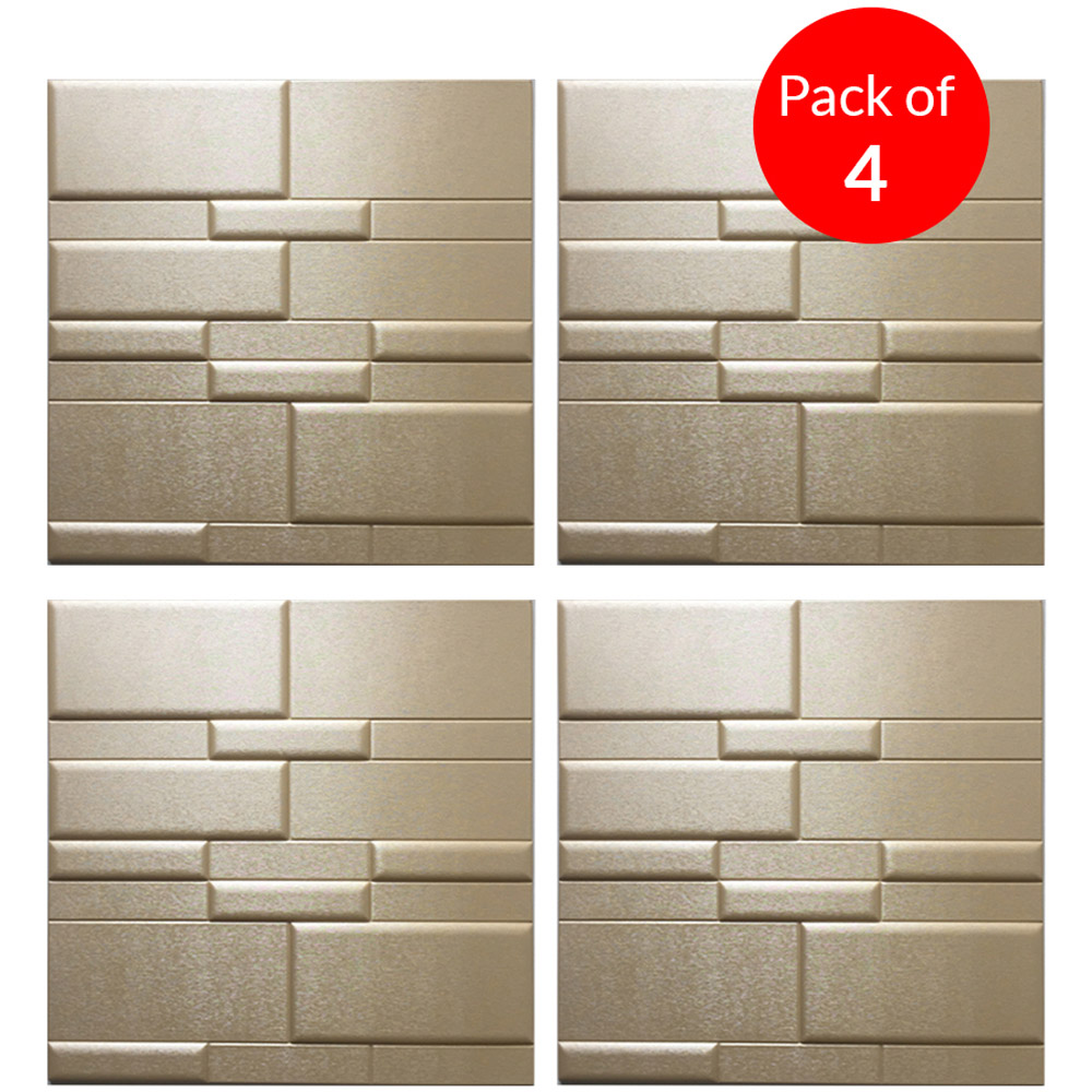 Britwall Linear Edge 3D Grid PU Leather Wall Panel 600 x 600mm 4 Pack Image 2