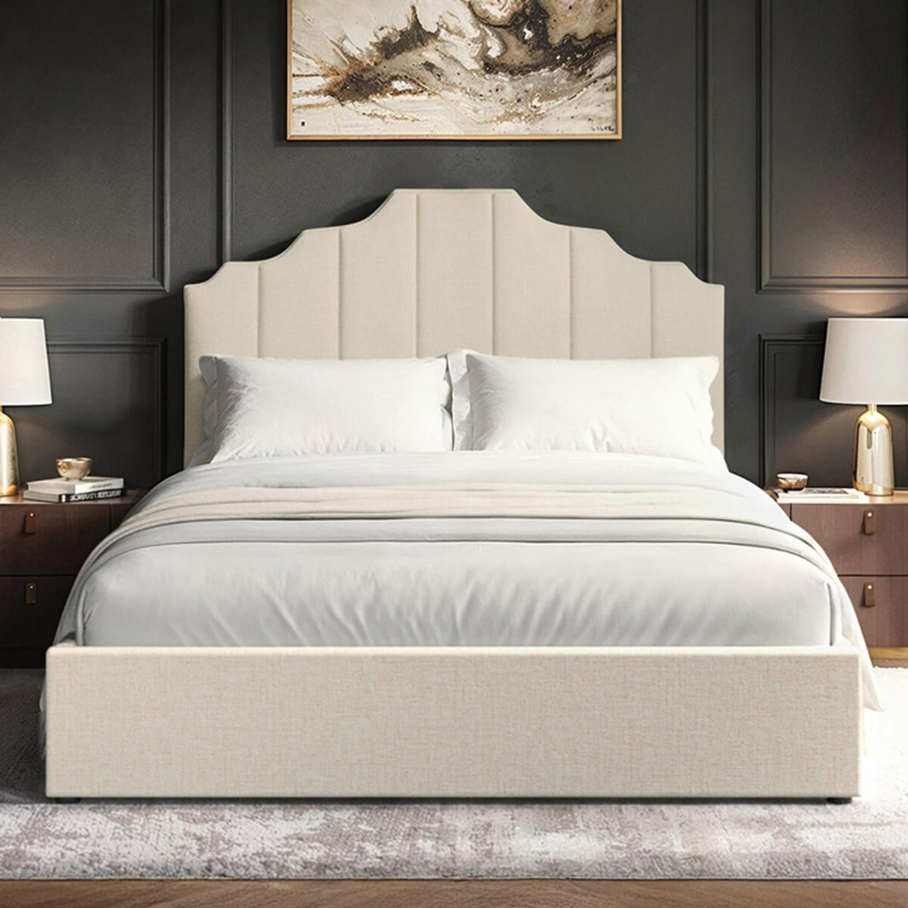 Flair Margot King Size Beige Fabric Ottoman Bed Image 5