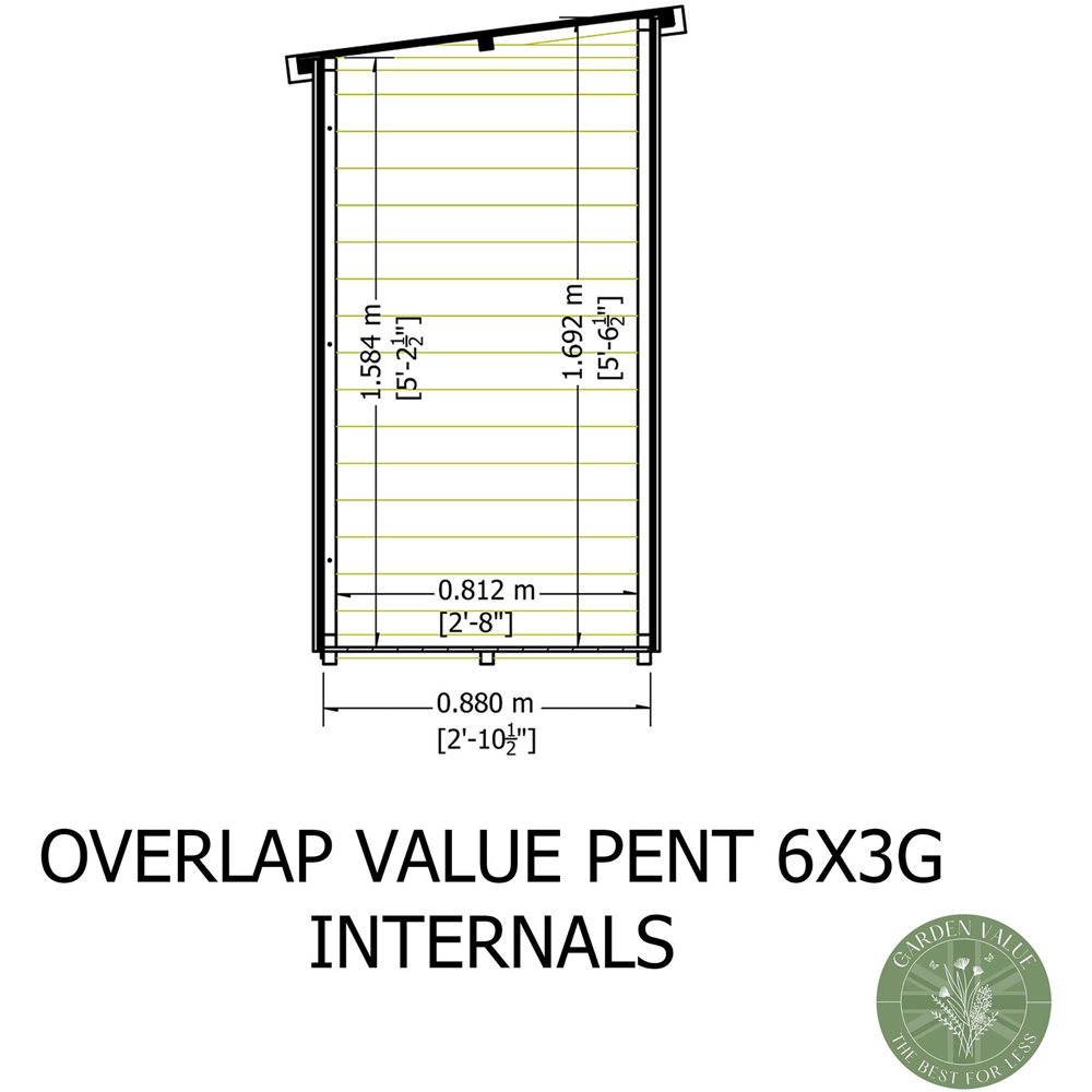 Shire GB Garden Value 6 x 3ft Overlap Pent Garden Shed Image 8
