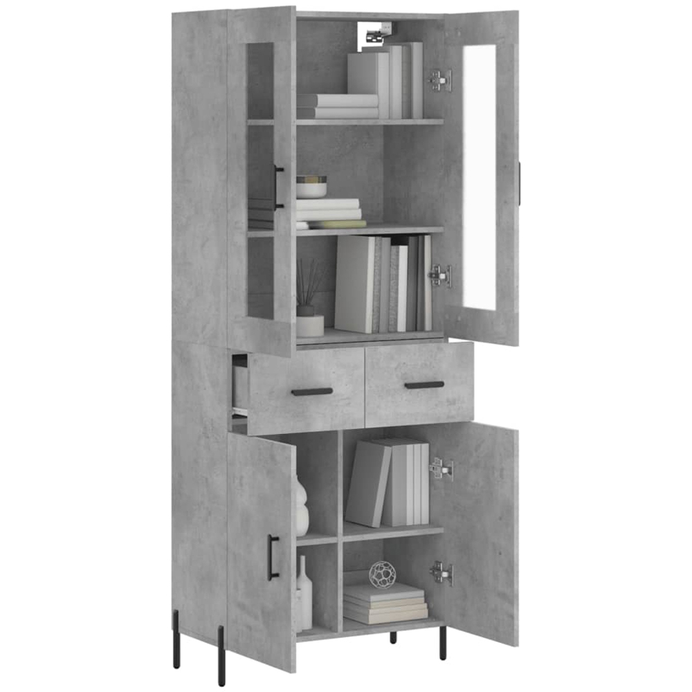 vidaXL 4 Door 2 Drawer Concrete Grey Highboard Image 3