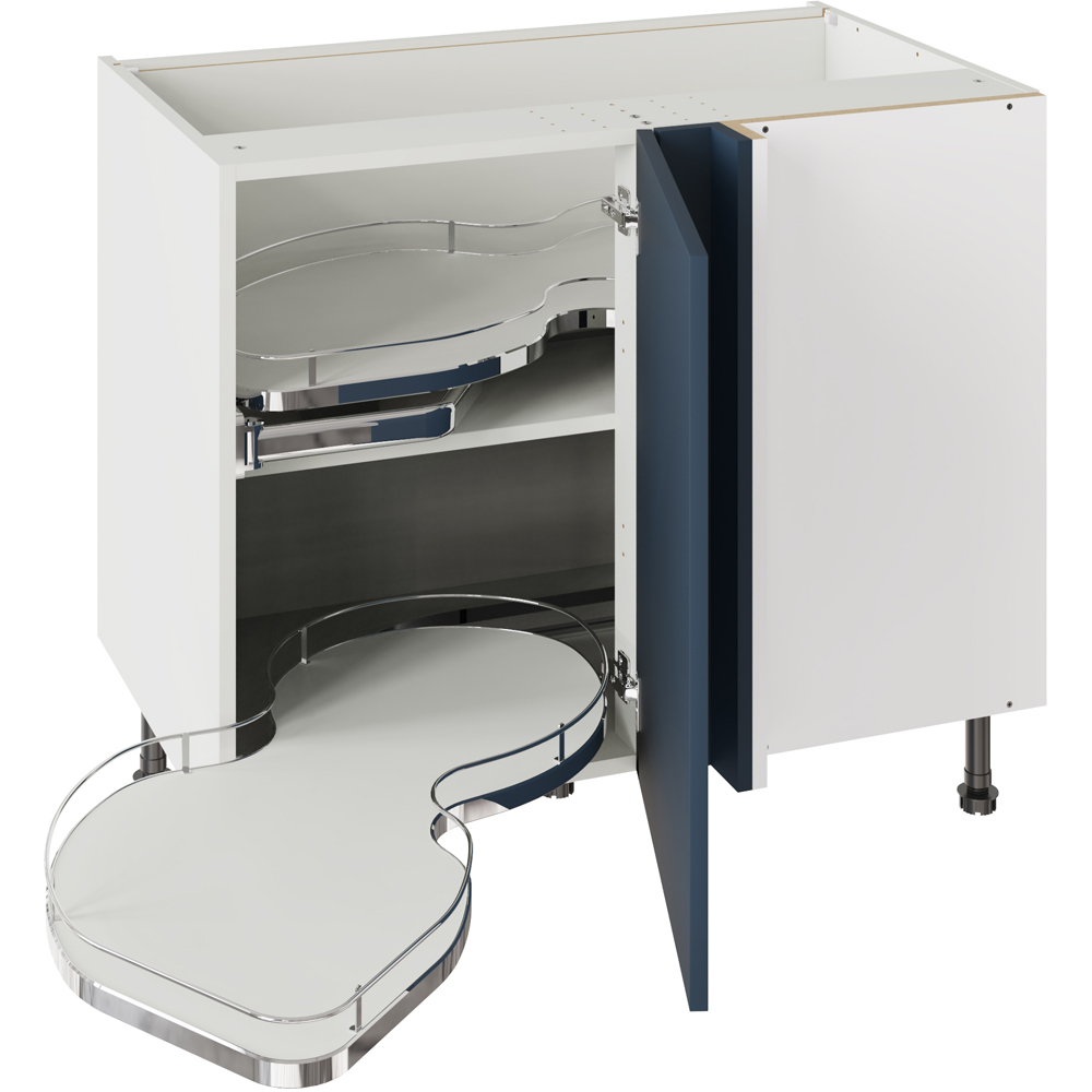 Kitchen Kit Slab Supermatt Blue Base Kitchen Cabinet with Dual Handed Nuvola Blind Corner 1000mm Image 1