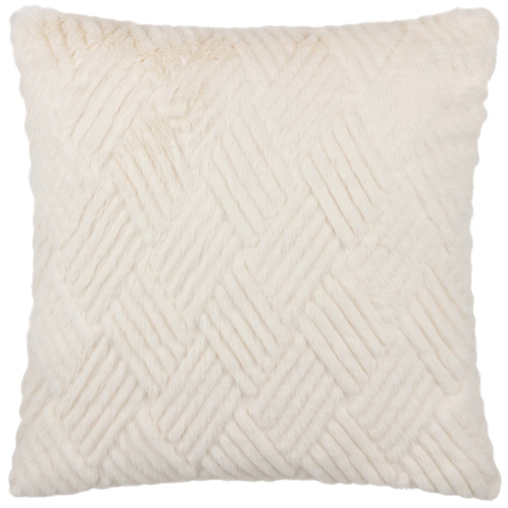 Paoletti Sonnet Ecru Cut Faux Fur Cushion Image 1