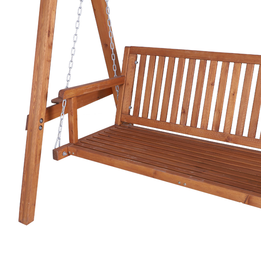 Outsunny 3 Seater Larch Wood Swing Seat Image 4